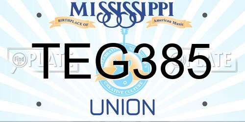 TEG385 Mississippi License Plate