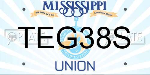 TEG38S Mississippi License Plate