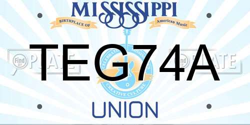 TEG74A Mississippi License Plate