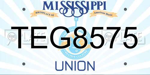 TEG8575 Mississippi License Plate