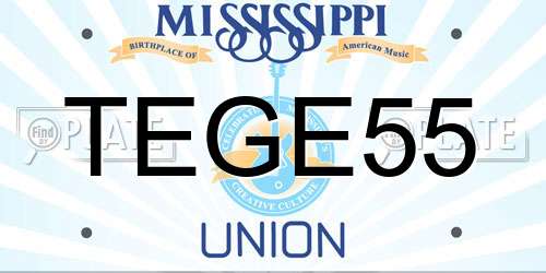 TEGE55 Mississippi License Plate