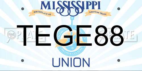 TEGE88 Mississippi License Plate