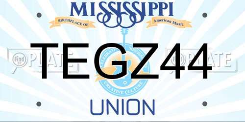 TEGZ44 Mississippi License Plate