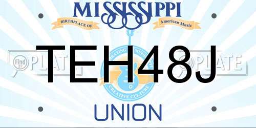TEH48J Mississippi License Plate