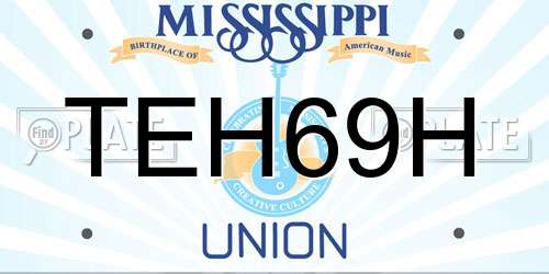 TEH69H Mississippi License Plate