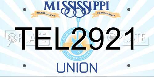 TEL2921 Mississippi License Plate