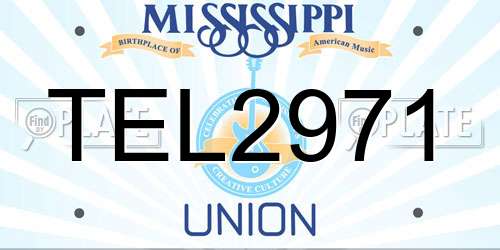TEL2971 Mississippi License Plate