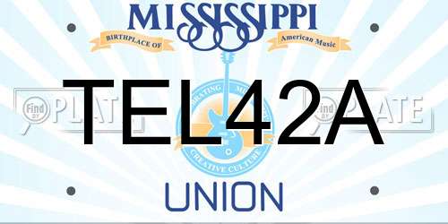 TEL42A Mississippi License Plate