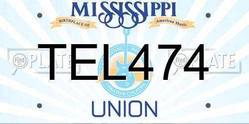 TEL474 Mississippi License Plate