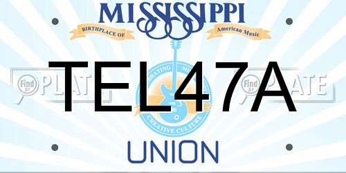 TEL47A Mississippi License Plate