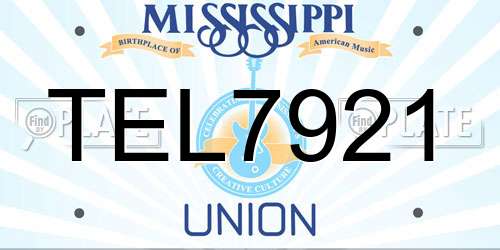 TEL7921 Mississippi License Plate