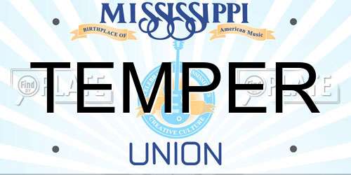 TEMPER Mississippi License Plate