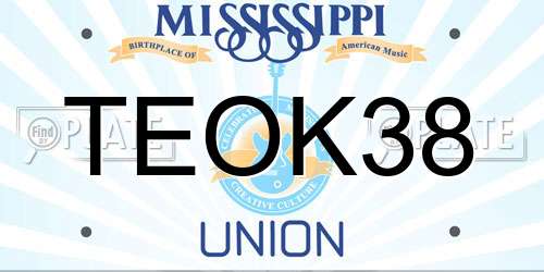 TEOK38 Mississippi License Plate