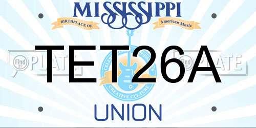TET26A Mississippi License Plate