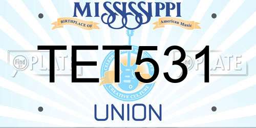 TET531 Mississippi License Plate