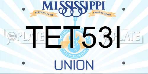 TET53I Mississippi License Plate