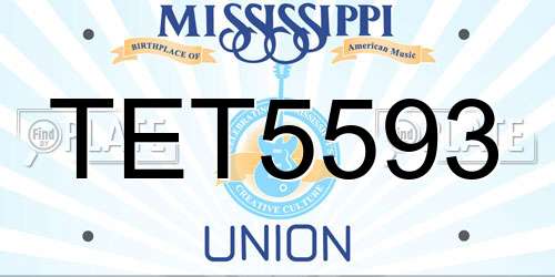 TET5593 Mississippi License Plate