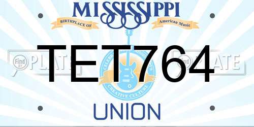 TET764 Mississippi License Plate
