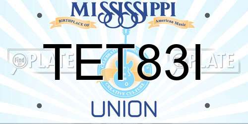 TET83I Mississippi License Plate