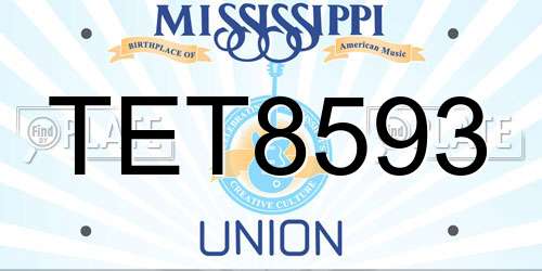 TET8593 Mississippi License Plate