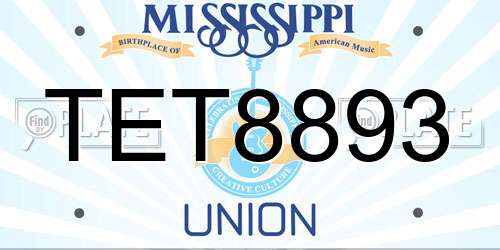 TET8893 Mississippi License Plate