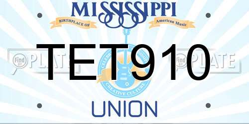 TET910 Mississippi License Plate