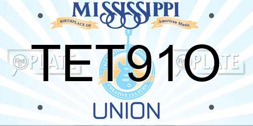 TET91O Mississippi License Plate