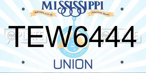 TEW6444 Mississippi License Plate
