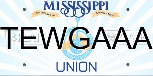 TEWGAAA Mississippi License Plate