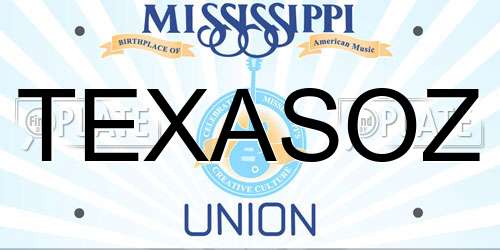 TEXASOZ Mississippi License Plate