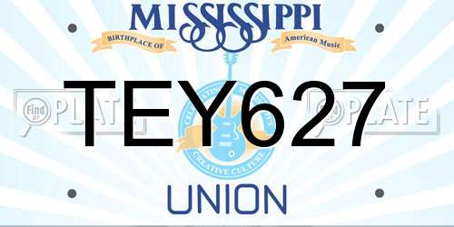 TEY627 Mississippi License Plate