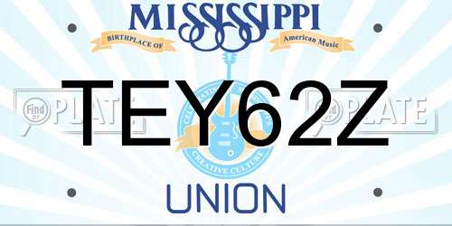 TEY62Z Mississippi License Plate