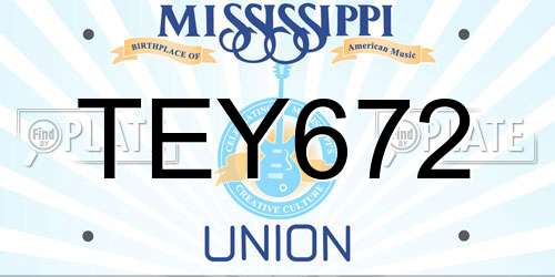 TEY672 Mississippi License Plate