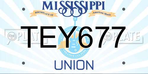 TEY677 Mississippi License Plate