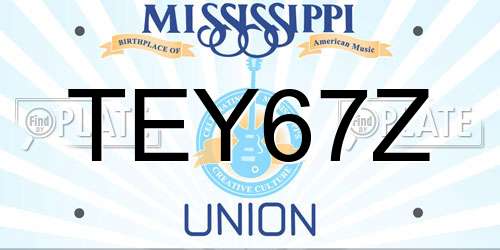 TEY67Z Mississippi License Plate