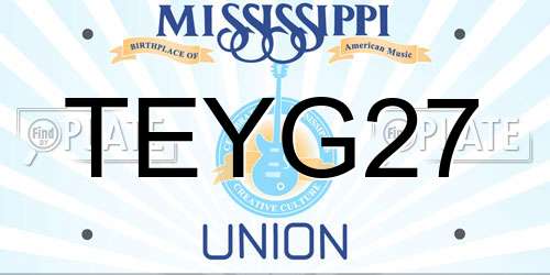 TEYG27 Mississippi License Plate