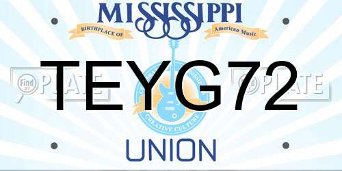 TEYG72 Mississippi License Plate