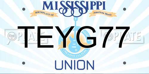TEYG77 Mississippi License Plate
