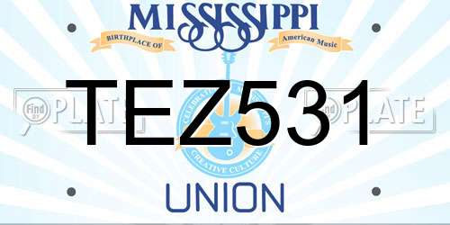 TEZ531 Mississippi License Plate
