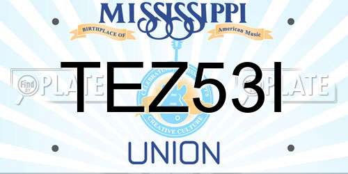 TEZ53I Mississippi License Plate