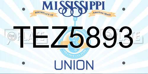 TEZ5893 Mississippi License Plate