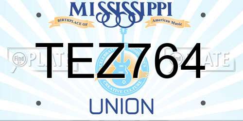 TEZ764 Mississippi License Plate