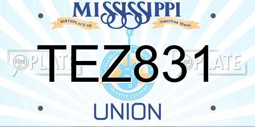 TEZ831 Mississippi License Plate