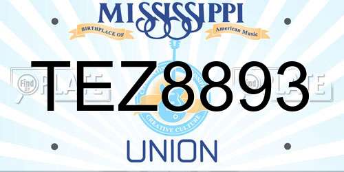 TEZ8893 Mississippi License Plate