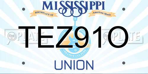 TEZ91O Mississippi License Plate