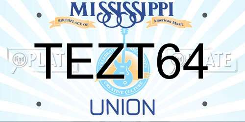 TEZT64 Mississippi License Plate