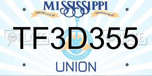TF3D355 Mississippi License Plate