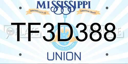 TF3D388 Mississippi License Plate