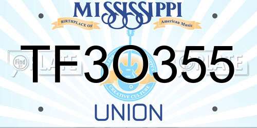 TF3O355 Mississippi License Plate