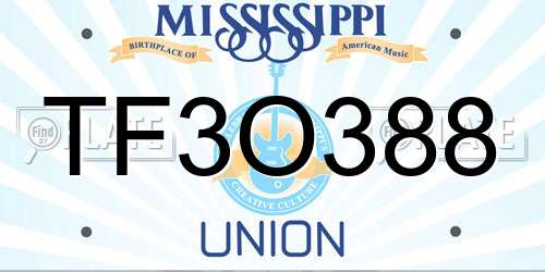 TF3O388 Mississippi License Plate